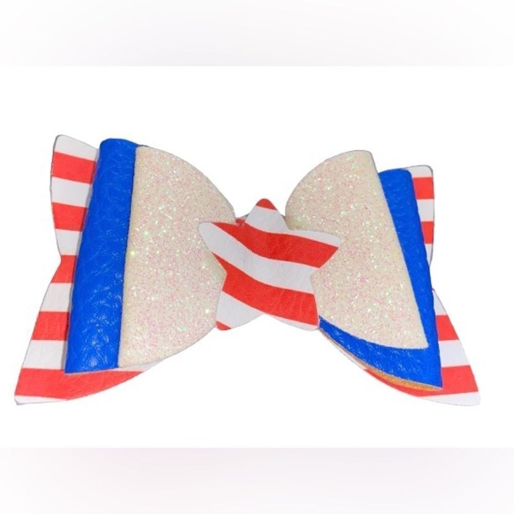 ⭐️5/$10⭐️ Glitter and Faux Leather 4th Of July Bow